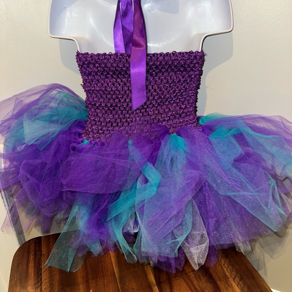 Vibrant Purple and Teal Kids Dance Costume - Picture 3 of 4